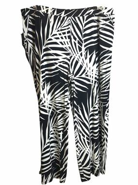 d & co. Beach Black & White Palm-Print Wide Leg Pants EC Size 2X